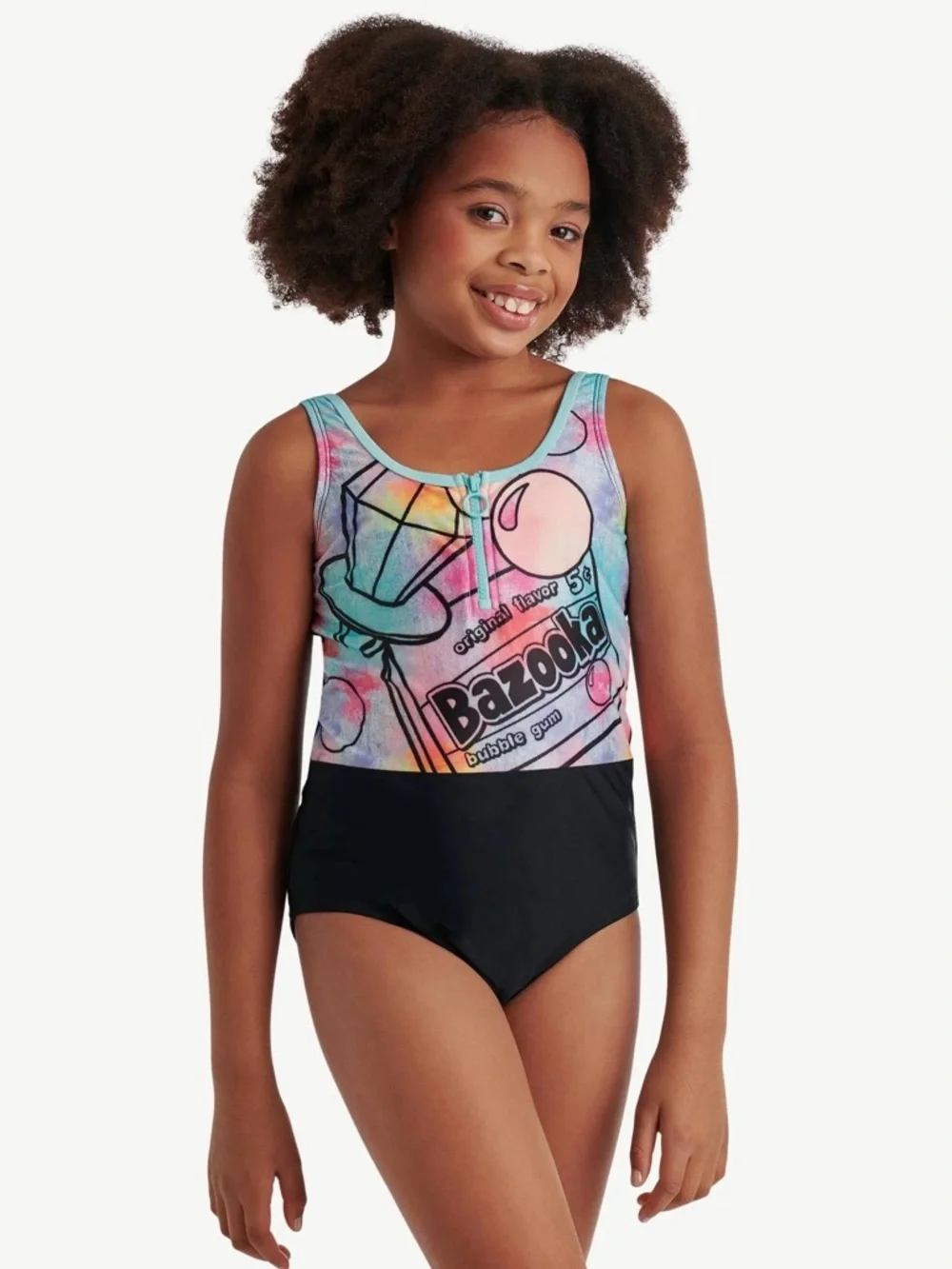 NWT Bundle of‎ 2 Justice Girls' Black Multicolor Ring Pop One-Piece Swimsuits